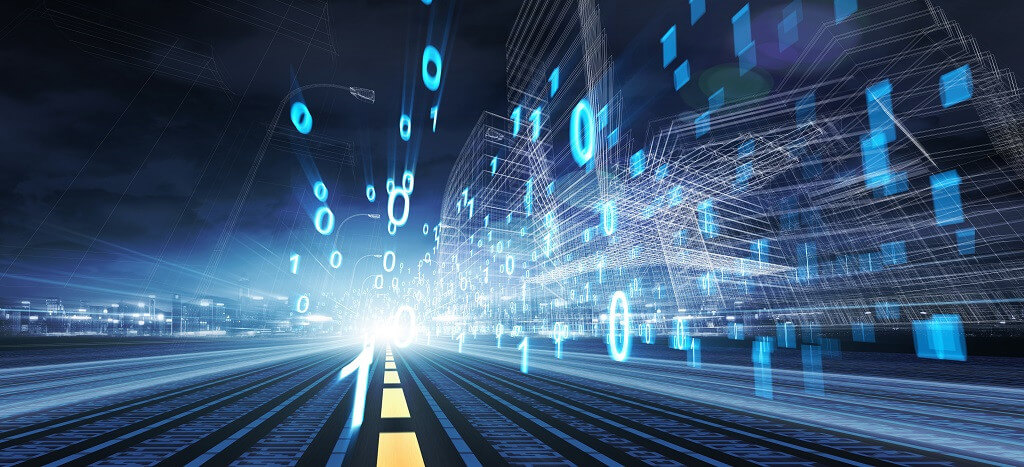 Data digitale weg blauwe getallen